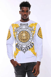 Lion Patterned Slim Fit White Sweatshirt - Wessi