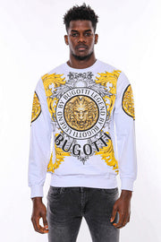 Lion Patterned Slim Fit White Sweatshirt - Wessi