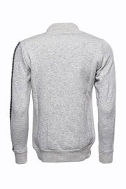 Mandarin Collar Patterned Grey Sweatshirt - Wessi