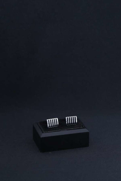 Rectangle Black Striped Men Cufflinks - Wessi