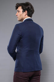 Modeled Slim Fit Navy Blue Jacket | Wessi