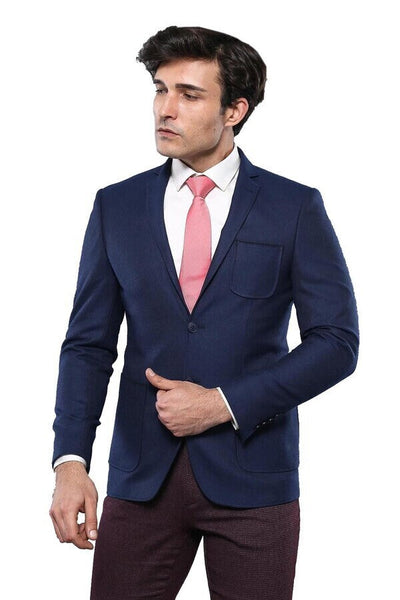 Modeled Slim Fit Navy Blue Jacket | Wessi