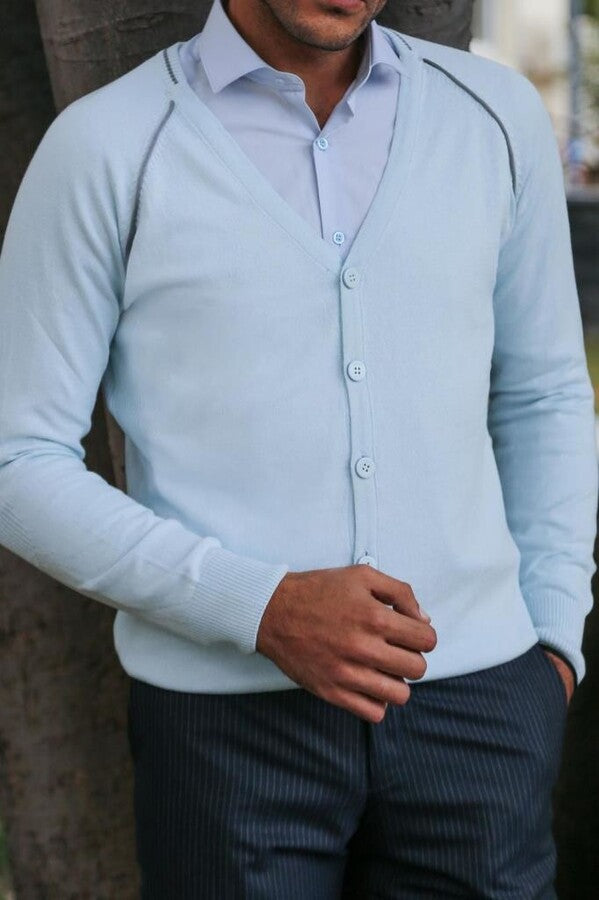 Blue Cotton Men Knitwear - Wessi