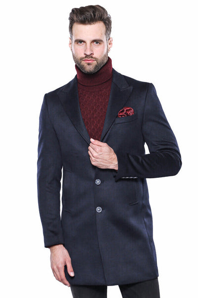 Navy Blue Long Coat - Wessi