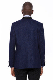 Shawl Lapel Sparkly Navy Blue Men Prom Blazer - Wessi