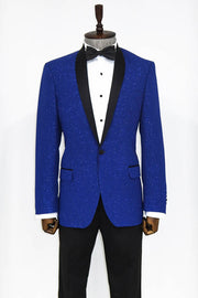 Shawl Lapel Navy Blue Men Prom Blazer - Wessi