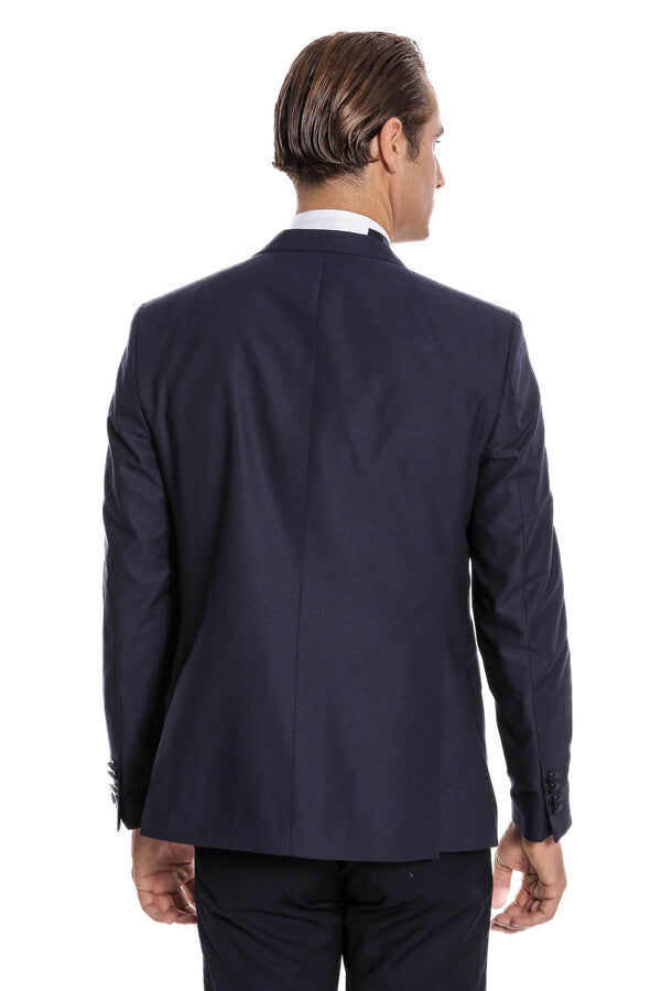 Navy Blue Vested Tuxedo - Wessi