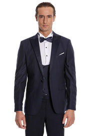 Navy Blue Vested Tuxedo - Wessi