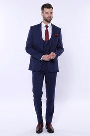 Patterned Blue Vested Suit | Wessi