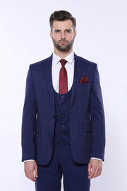 Patterned Blue Vested Suit | Wessi