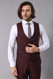 Patterned Burgundy Suit - Wessi