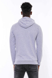 Patterned Hooded Silver Grey Sweatshirt - Wessi