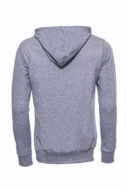 Patterned Hooded Silver Grey Sweatshirt - Wessi