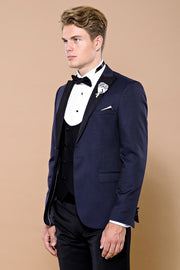 Patterned Jacket Combined Navy Blue Tuxedo | Wessi