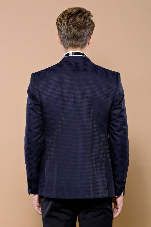 Patterned Jacket Combined Navy Blue Tuxedo | Wessi