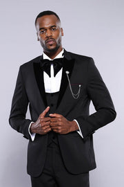 Patterned Jacket Black Men's Tuxedo | Wessi