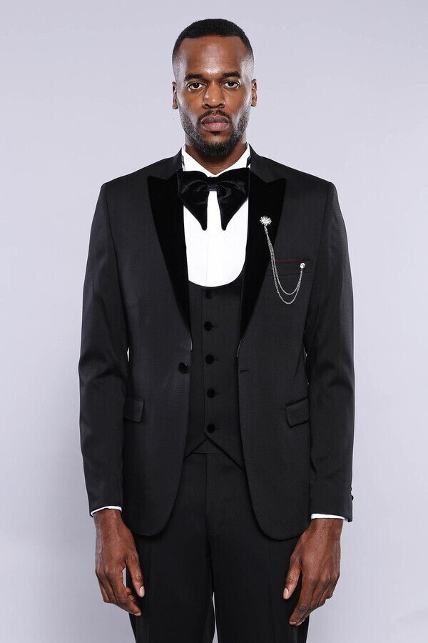 Patterned Jacket Black Men's Tuxedo | Wessi