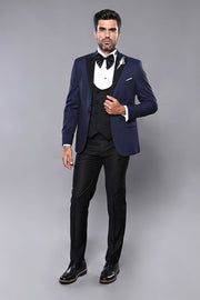 Patterned Jacket Navy Blue Tuxedo | Wessi