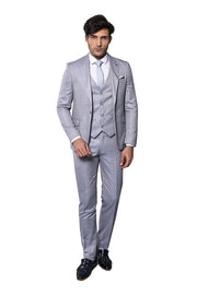 Patterned Light Blue 3 Piece Suit | Wessi