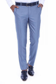 Patterned Light Blue Men Trousers - Wessi