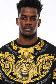 Patterned Slim Fit Black Yellow Sweatshirt - Wessi