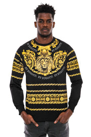 Patterned Slim Fit Black Yellow Sweatshirt - Wessi