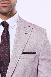 Patterned Slim-Fit Claret Red Blazer - Wessi