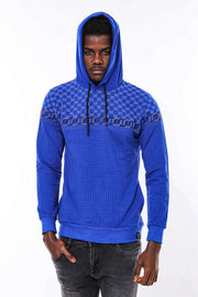 Patterned Slim Fit Indigo Blue Sweatshirt - Wessi