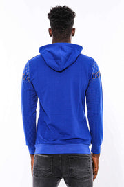 Patterned Slim Fit Indigo Blue Sweatshirt - Wessi