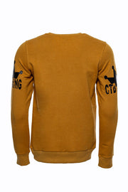 Patterned Slim Fit Mustard Sweatshirt - Wessi