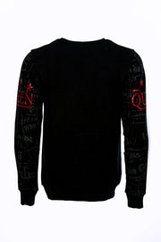 Patterned Slim Fit Men Black Sweatshirt - Wessi