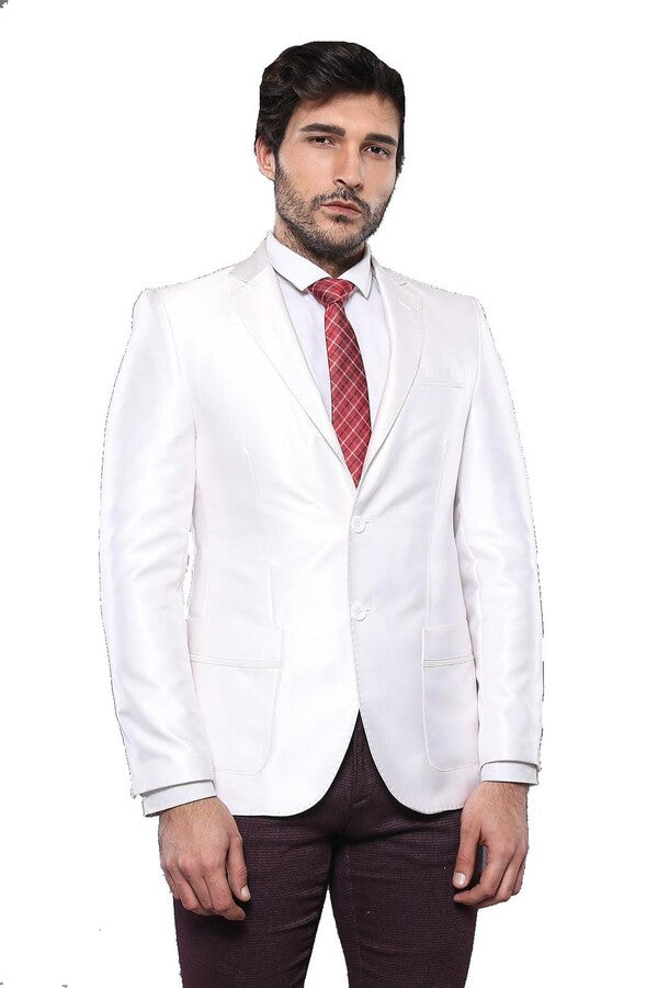 Peak Lapel Modeled White Jacket  - Wessi