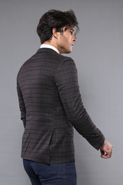 Plaid Brown Jacket with Handkerchief - Wessi