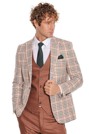 Plaid Brown Men Suit - Wessi