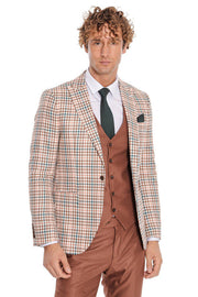 Plaid Brown Men Suit - Wessi