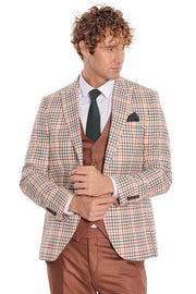 Plaid Brown Men Suit - Wessi