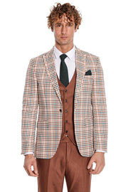 Plaid Brown Men Suit - Wessi