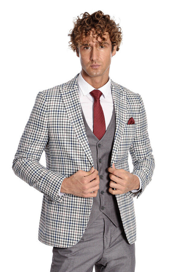 Plaid Grey Men's Suit - Wessi