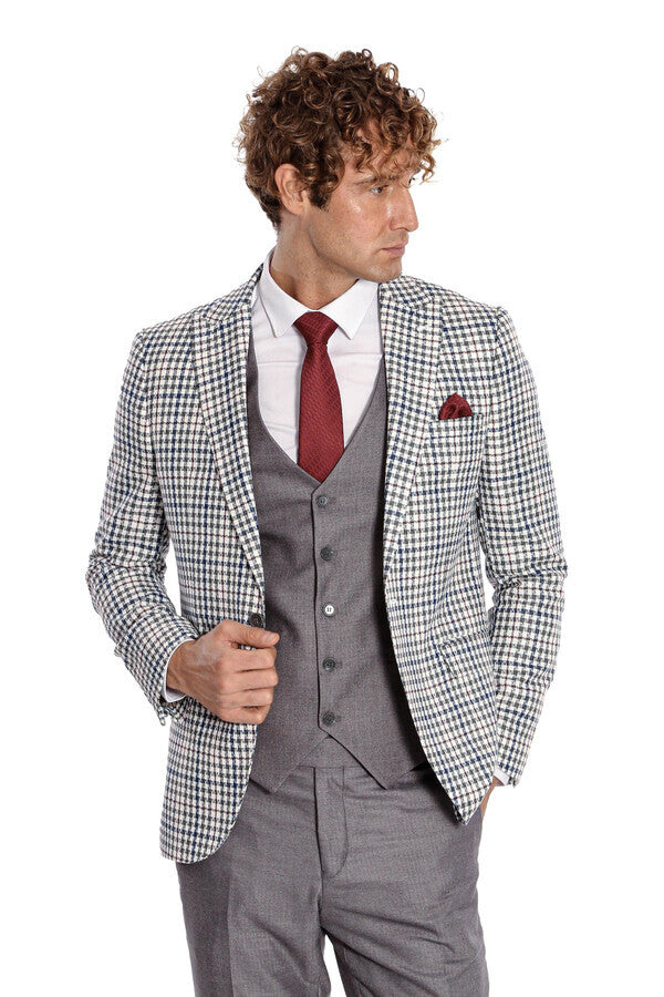 Plaid Grey Men's Suit - Wessi