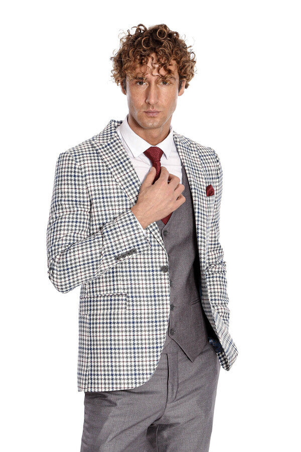 Plaid Grey Men's Suit - Wessi