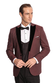 Plaid Patterned Burgundy Tuxedo | Wessi