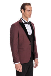 Plaid Patterned Burgundy Tuxedo | Wessi