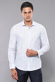 Sky Blue Striped Men's Shirt | Wessi