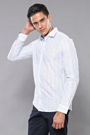 Sky Blue Striped Men's Shirt | Wessi