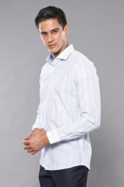 Sky Blue Striped Men's Shirt | Wessi