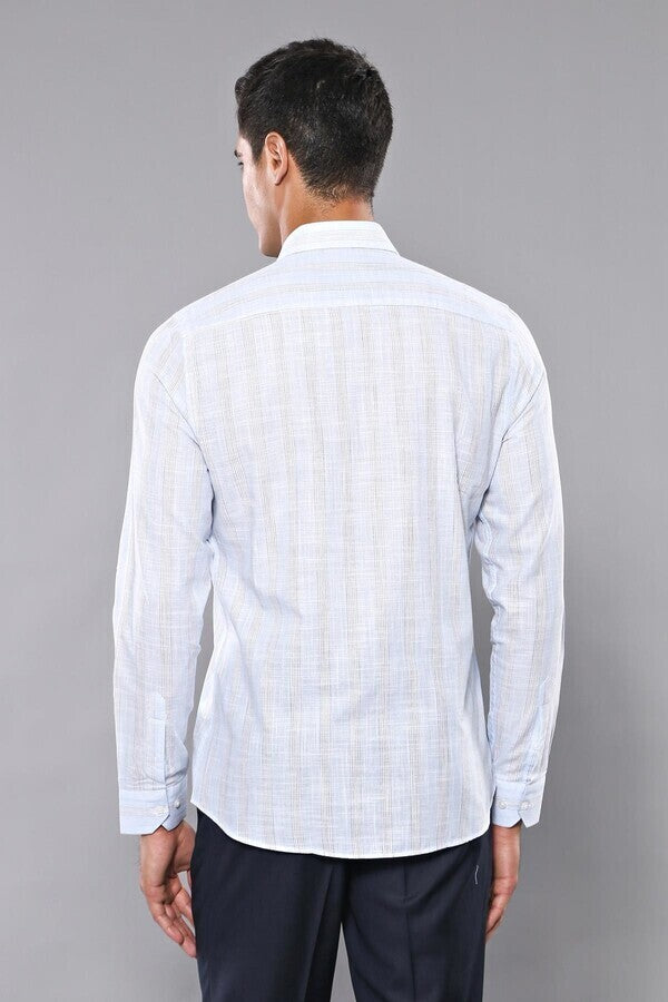 Sky Blue Striped Men's Shirt | Wessi