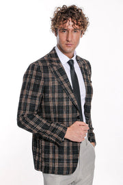 Plaid Slim Fit Black Men Blazer - Wessi