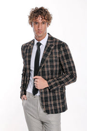 Plaid Slim Fit Black Men Blazer - Wessi