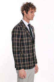 Plaid Slim Fit Black Men Blazer - Wessi