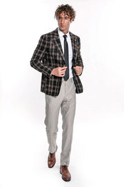 Plaid Slim Fit Black Men Blazer - Wessi